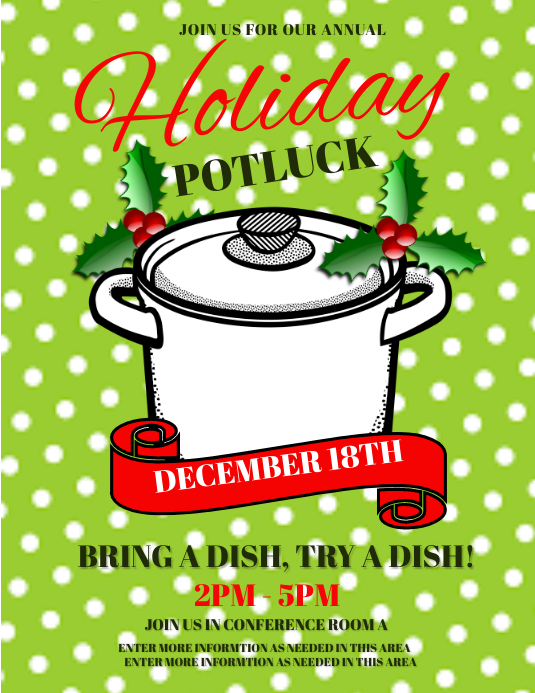 HOLIDAY POTLUCK Template PosterMyWall