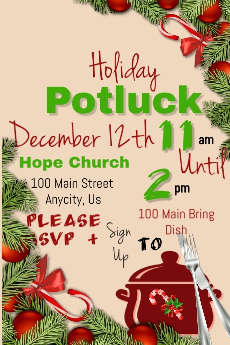 Holiday Potluck Invitation Template