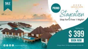 Turkis Hotel Staycation Promotion Digital Display Template