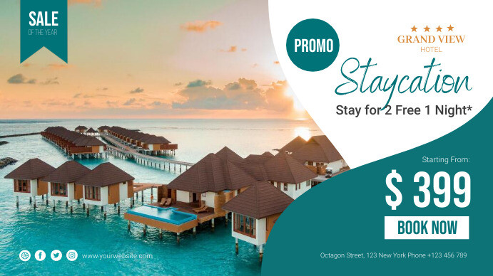Holiday Staycation Promo Poster Template | PosterMyWall
