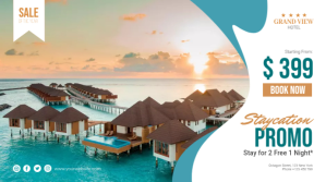 Holiday Staycation Promo Poster Digitalanzeige (16:9) template