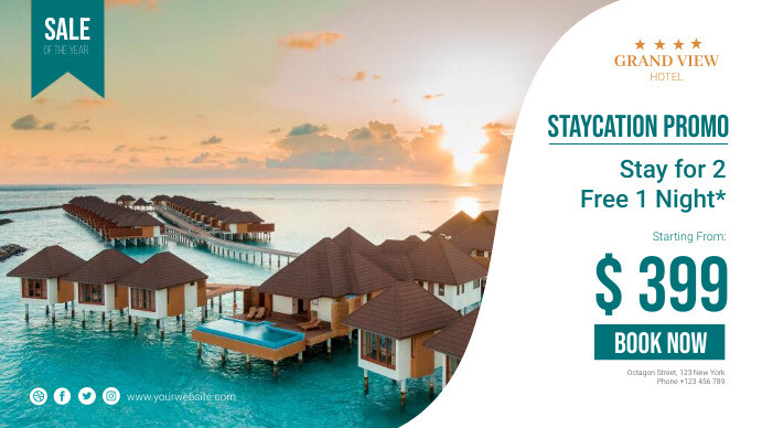 Holiday Staycation Promo Poster Template | PosterMyWall