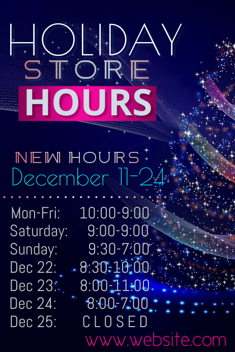 Fall Store Hour Holiday Store Hours Template | PosterMyWall