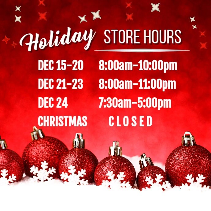Holiday Store Hours Video Template PosterMyWall Store Hours Christmas Eve