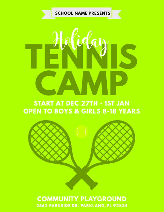 Holiday Tennis Camp Flyer Template PosterMyWall