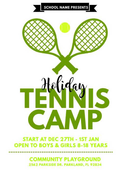 Holiday Tennis Camp Flyer Template Postermywall