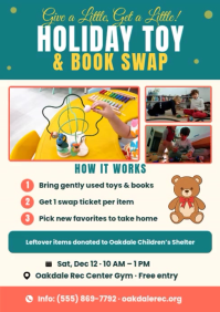 White Holiday Toy and Book Swap A4 Template