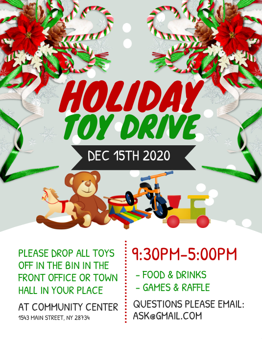 Holiday Toy Drive Flyer Template PosterMyWall
