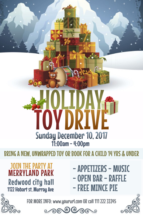 Sjabloon Holiday Toy Drive Poster Template Postermywall