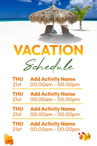 Holiday Vacation activities schedule template Plakkaat