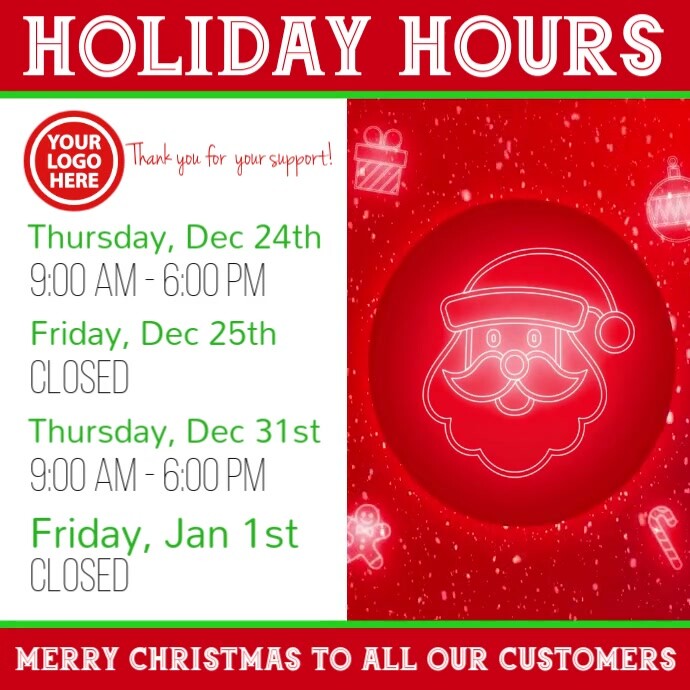 Holiday Hours Template PosterMyWall Holiday Hours Template PosterMyWall