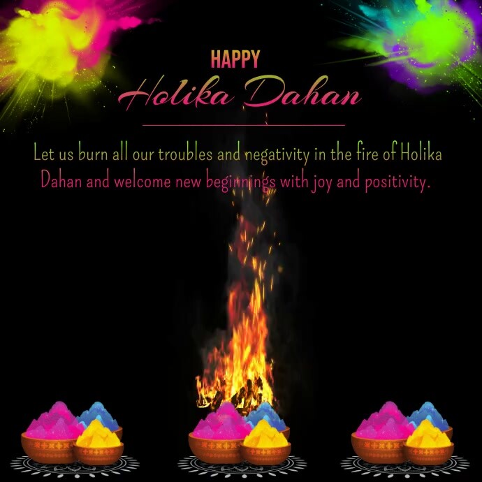 holika dahan, happy holika, holika dahan post Wpis na Instagrama template