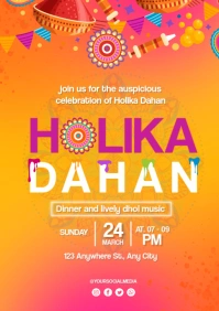 Holika Dahan Fest of Color Flyers A4 template