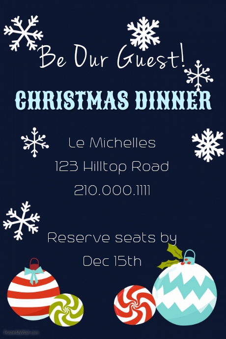 holly christmas dinner invite template postermywall