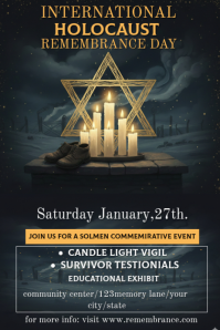 Sort Holocaust Remembrance Day Pinterest-grafik Template