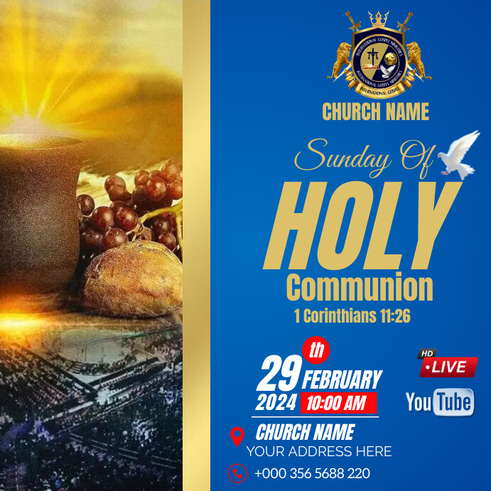 Holy Communion Flyer Instagram Post template