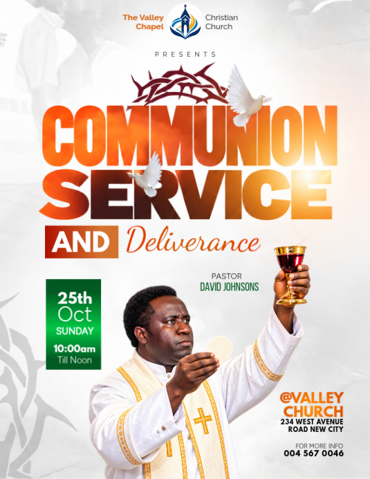 Holy Communion Service Church Sunday Eucharist Pastor Event Invitation ...