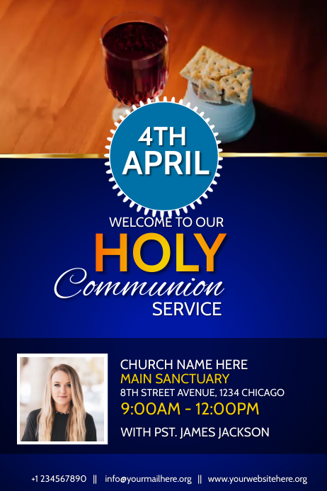 holy communion service flyer Poster template