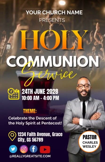 Holy Communion Service Half Page Wide Template | PosterMyWall