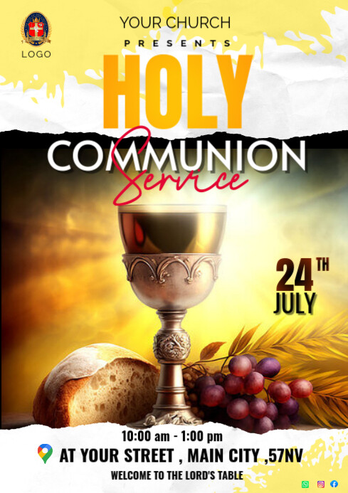HOLY COMMUNION SERVICE TEMPLATE FLYER | PosterMyWall