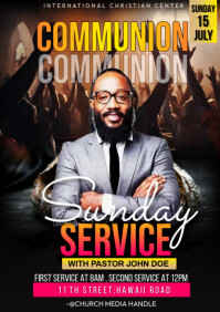 Black Church Communion Service A1 Template