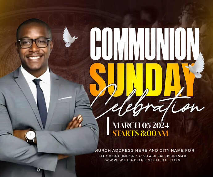 Holy communion Sunday service Template | PosterMyWall