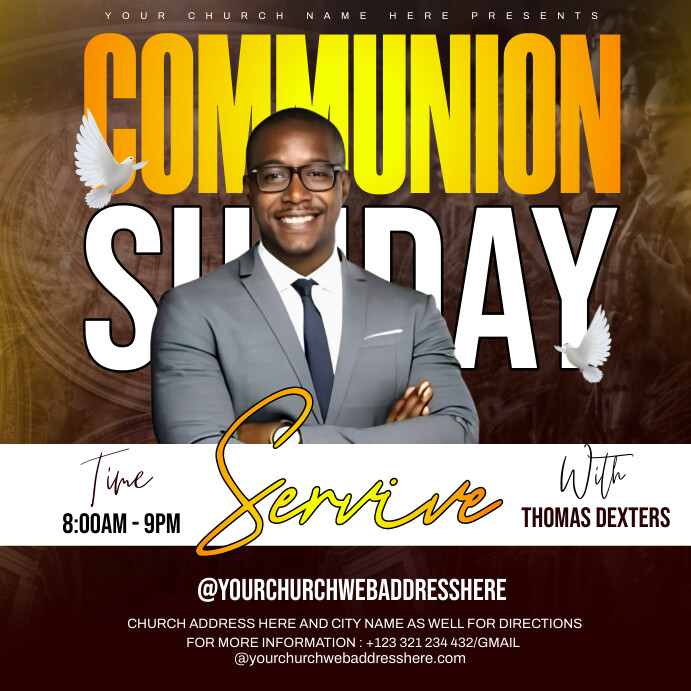 Holy communion Sunday service Template | PosterMyWall