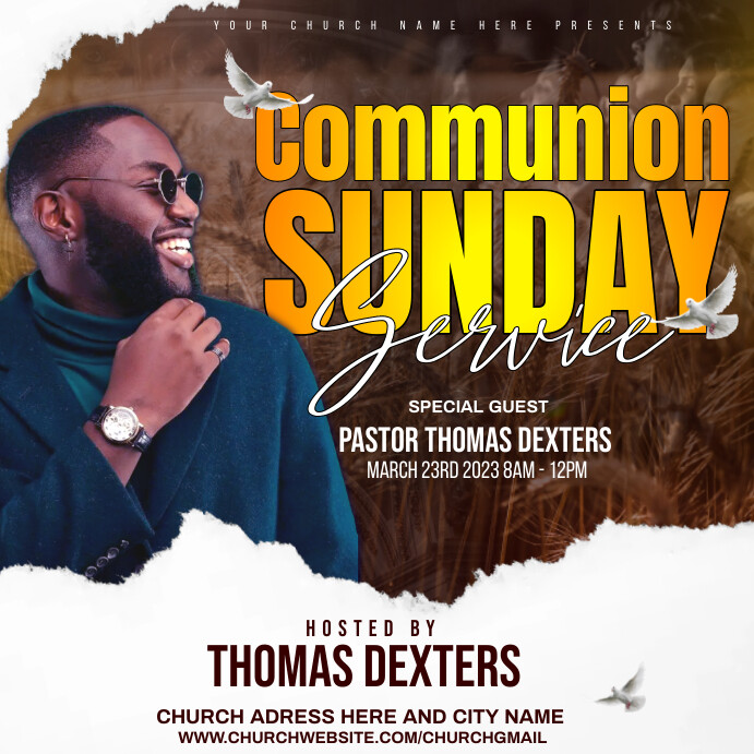 Holy communion sunday service template postermywall