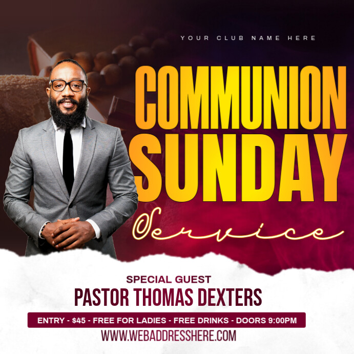Holy communion Sunday service flyer Template | PosterMyWall