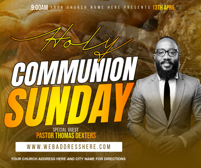 Holy communion Sunday service flyer Template | PosterMyWall