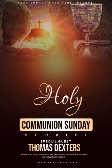 Holy communion Sunday service flyer Template | PosterMyWall