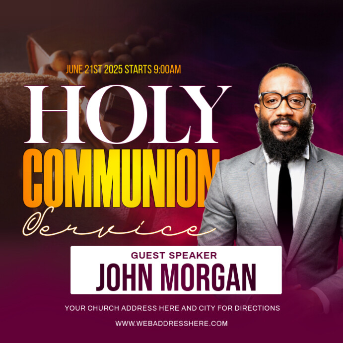 Holy communion Sunday service poster Template | PosterMyWall