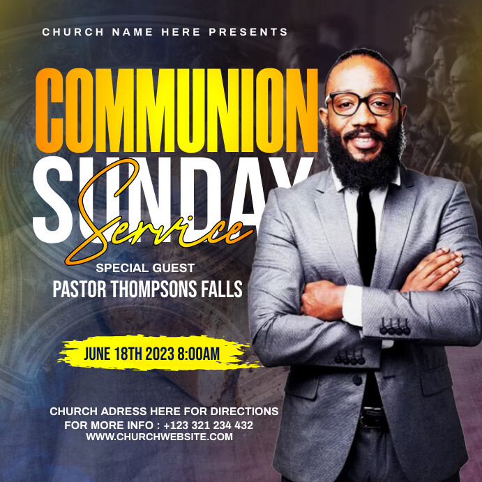 holy communion Sunday service poster Template | PosterMyWall