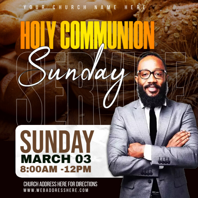 Holy communion Sunday service poster Modelo | PosterMyWall