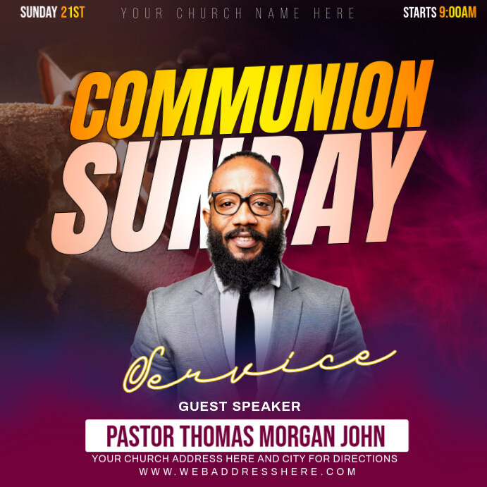 Copy of Holy communion Sunday service poster | PosterMyWall