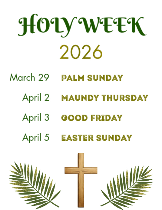 Modèle Holy week 2026 catholic church calendar easter good friday palm ...