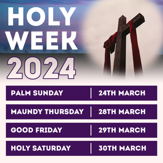 Holy week calendar dates Instagram Plasing template