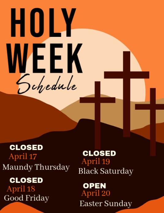 Holy Week calendar of events Flyer (US Letter) template