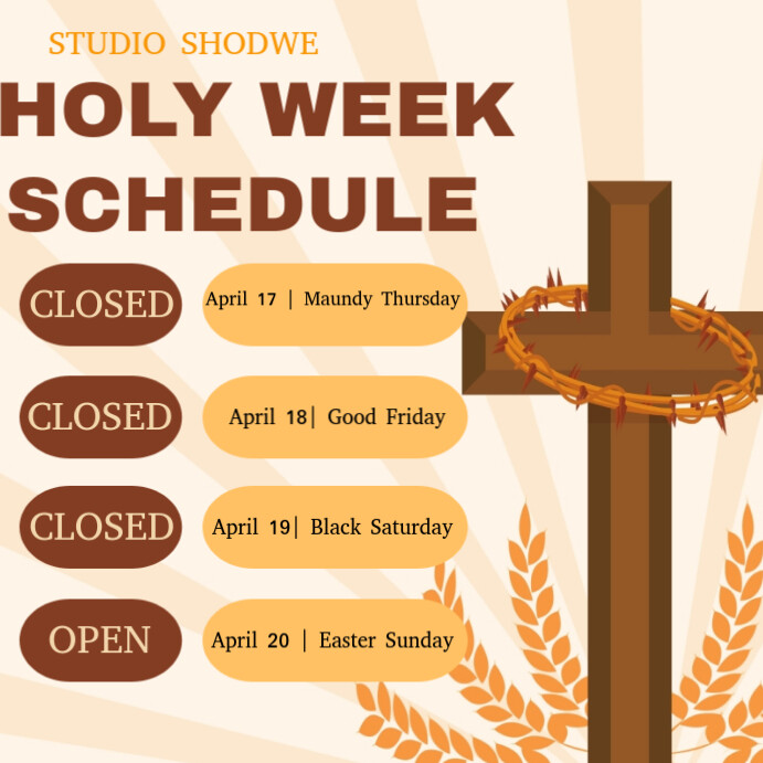 Holy Week Color In Calendar Holy week calendar of events Template | PosterMyWall