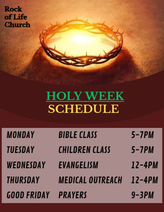 Holy Week Program Sytle Copy of Holy week Church Schedule | PosterMyWall
