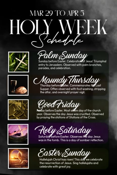 Holy Week Church Schedule Poster Template | PosterMyWall