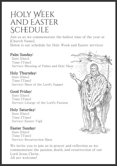 Easter Week Timetable Copy of Holy Week Easter Timetable Schedule Template | PosterMyWall