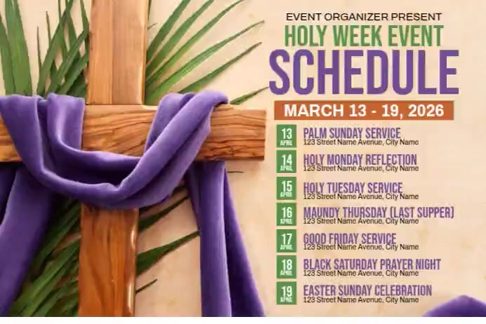 Holy Week Event Schedule Template | PosterMyWall