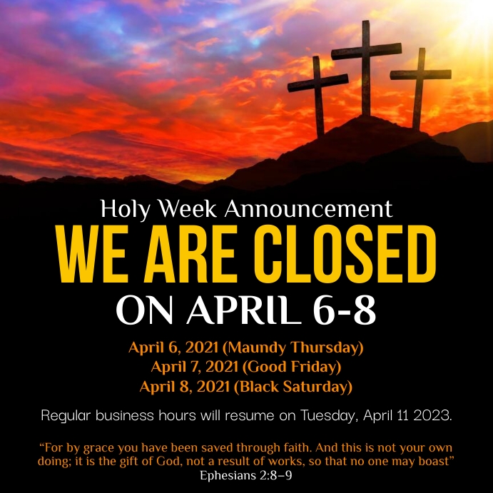 Close Holy Week Holy week - Holiday Template | PosterMyWall