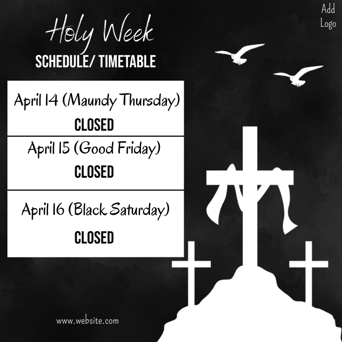 Holy week schedule,holy week timetable Instagram Post template