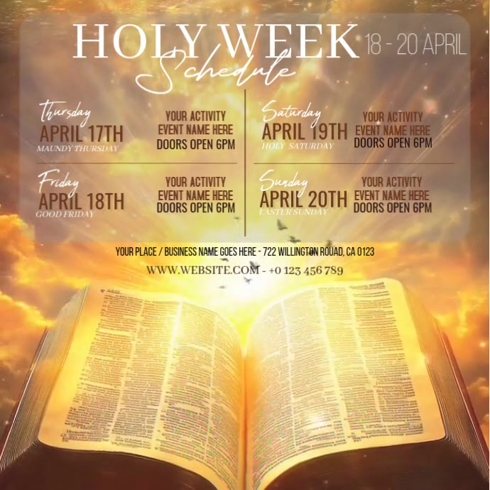 Holy Week Schedule Bible Template | PosterMyWall
