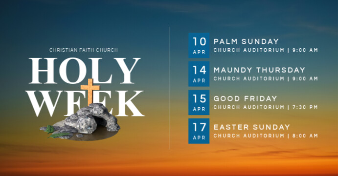 holy week schedule church calendar ปกอีเวนต์บน Facebook template