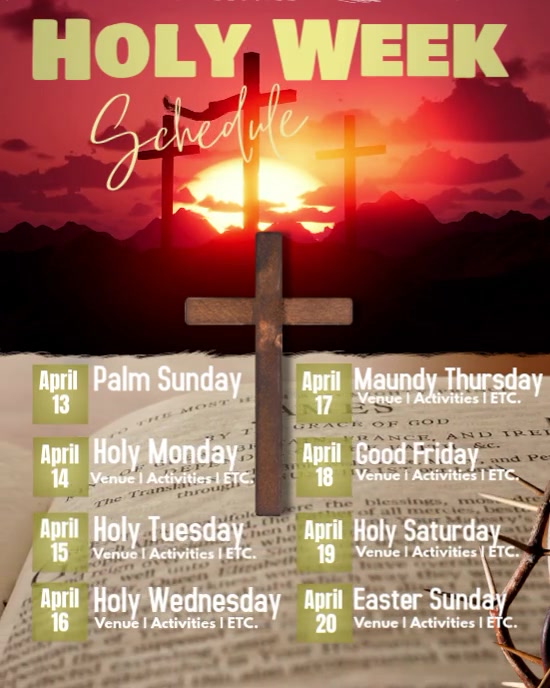 Holy Week Professional Holy Week Schedule Template | PosterMyWall