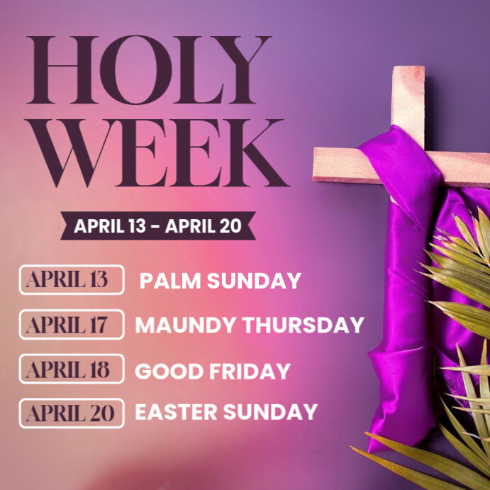 Holy Week Program Sytle Holy Week Schedule Template | PosterMyWall