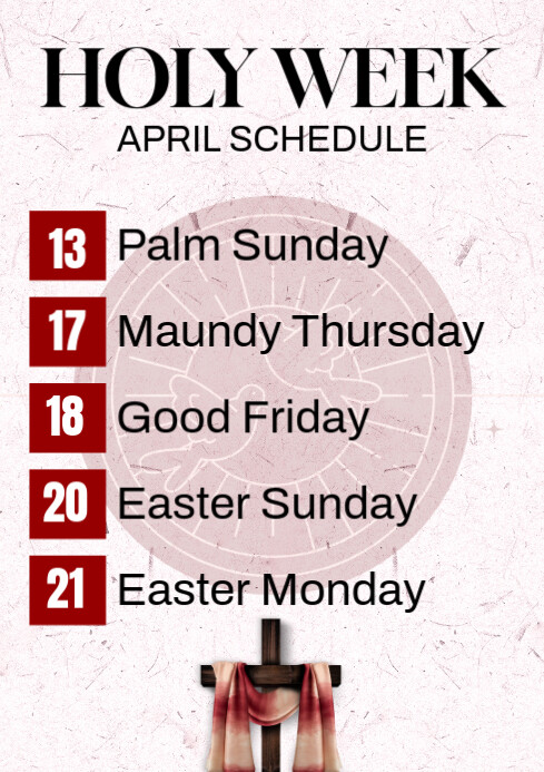 Holy Week Program Sytle Holy Week Schedule Template | PosterMyWall